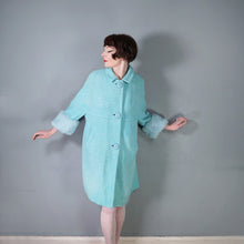Load image into Gallery viewer, 60s DAPHNE RAVEN PASTEL BLUE COCOON COAT WITH FUR TRIM CUFFS - S-M