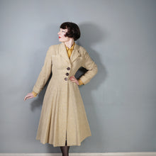 Load image into Gallery viewer, 40s 50s PALE CREAM YELLOW STRIPE FIT AND FLARE PRINCESS AUTUMN COAT - XS-S