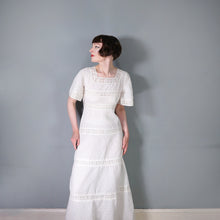 Load image into Gallery viewer, 70s WHITE JONATHAN LOGAN PINK TUCK AND LACE MEXICAN STYLE MAXI DRESS - XS-S