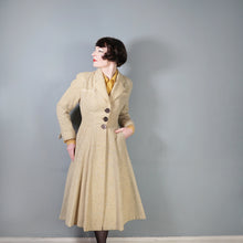 Load image into Gallery viewer, 40s 50s PALE CREAM YELLOW STRIPE FIT AND FLARE PRINCESS AUTUMN COAT - XS-S