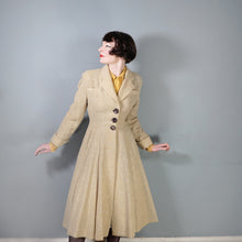Load image into Gallery viewer, 40s 50s PALE CREAM YELLOW STRIPE FIT AND FLARE PRINCESS AUTUMN COAT - XS-S