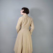 Load image into Gallery viewer, 40s 50s PALE CREAM YELLOW STRIPE FIT AND FLARE PRINCESS AUTUMN COAT - XS-S