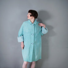 Load image into Gallery viewer, 60s DAPHNE RAVEN PASTEL BLUE COCOON COAT WITH FUR TRIM CUFFS - S-M
