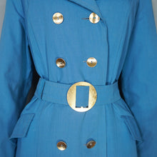 Load image into Gallery viewer, 70s BONNIE MAC LIGHT BLUE BELTED MOD TRENCHCOAT - M-L