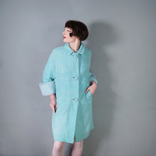 Load image into Gallery viewer, 60s DAPHNE RAVEN PASTEL BLUE COCOON COAT WITH FUR TRIM CUFFS - S-M