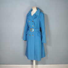 Load image into Gallery viewer, 70s BONNIE MAC LIGHT BLUE BELTED MOD TRENCHCOAT - M-L
