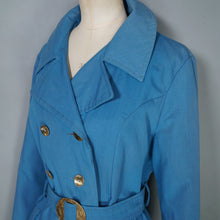 Load image into Gallery viewer, 70s BONNIE MAC LIGHT BLUE BELTED MOD TRENCHCOAT - M-L