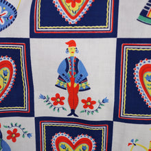 Load image into Gallery viewer, 50s "BRILKIE" NOVELTY FOLK PRINT SUN DRESS WITH HEARTS AND ROOSTERS - S