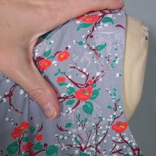 Load image into Gallery viewer, 50s VICTOR JOSSELYN GREY WITH RED FLORAL PRINT DRESS WITH HUGE FULL SKIRT - XS