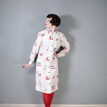 Load image into Gallery viewer, 70s VESTED GENTRESS NOVELTY PRINT LIGHT DUSTER COAT / DRESS - M-L