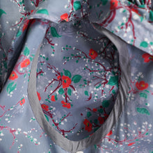 Load image into Gallery viewer, 50s VICTOR JOSSELYN GREY WITH RED FLORAL PRINT DRESS WITH HUGE FULL SKIRT - XS