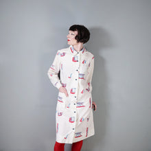 Load image into Gallery viewer, 70s VESTED GENTRESS NOVELTY PRINT LIGHT DUSTER COAT / DRESS - M-L