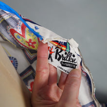 Load image into Gallery viewer, 50s "BRILKIE" NOVELTY FOLK PRINT SUN DRESS WITH HEARTS AND ROOSTERS - S
