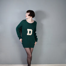 Load image into Gallery viewer, VINTAGE CHUNKY GREEN WOOL COLLEGE SPORTS LETTERMAN JUMPER - L