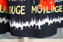 Load image into Gallery viewer, 50s BLACK AND RED MOULAIN ROUGE PARIS NOVELTY PRINT FULL SKIRT WITH BELT - 26"