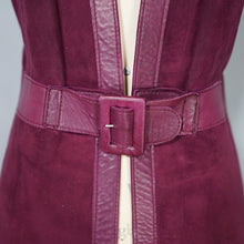 Load image into Gallery viewer, 60s DEEP PLUM PURPLE SUEDE AND LEATHER WAISTCOAT / OVER DRESS - S