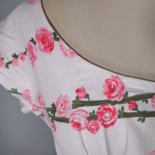 Load image into Gallery viewer, 50s VICTOR JOSSELYN BRIGHT PINK ROSE PRINT FULL SKIRTED COTTON DRESS - XS-S