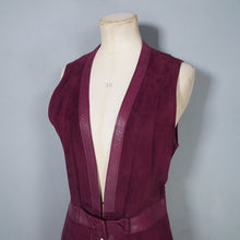 Load image into Gallery viewer, 60s DEEP PLUM PURPLE SUEDE AND LEATHER WAISTCOAT / OVER DRESS - S