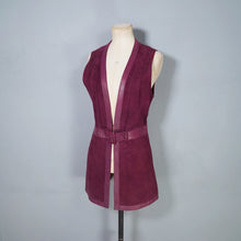 Load image into Gallery viewer, 60s DEEP PLUM PURPLE SUEDE AND LEATHER WAISTCOAT / OVER DRESS - S
