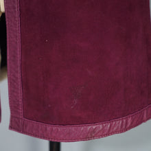 Load image into Gallery viewer, 60s DEEP PLUM PURPLE SUEDE AND LEATHER WAISTCOAT / OVER DRESS - S