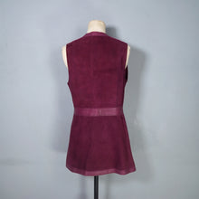 Load image into Gallery viewer, 60s DEEP PLUM PURPLE SUEDE AND LEATHER WAISTCOAT / OVER DRESS - S