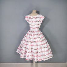 Load image into Gallery viewer, 50s VICTOR JOSSELYN BRIGHT PINK ROSE PRINT FULL SKIRTED COTTON DRESS - XS-S