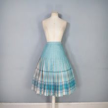 Load image into Gallery viewer, 80s AQUA GREEN AND STONE COLOURED REVERSIBLE PLEATED SKIRT - S
