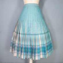 Load image into Gallery viewer, 80s AQUA GREEN AND STONE COLOURED REVERSIBLE PLEATED SKIRT - S