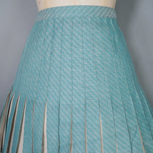Load image into Gallery viewer, 80s AQUA GREEN AND STONE COLOURED REVERSIBLE PLEATED SKIRT - S