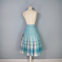 Load image into Gallery viewer, 80s AQUA GREEN AND STONE COLOURED REVERSIBLE PLEATED SKIRT - S