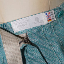 Load image into Gallery viewer, 80s AQUA GREEN AND STONE COLOURED REVERSIBLE PLEATED SKIRT - S