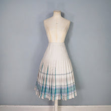 Load image into Gallery viewer, 80s AQUA GREEN AND STONE COLOURED REVERSIBLE PLEATED SKIRT - S