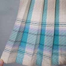 Load image into Gallery viewer, 80s AQUA GREEN AND STONE COLOURED REVERSIBLE PLEATED SKIRT - S