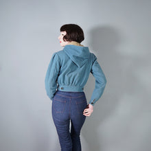 Load image into Gallery viewer, 40s style HAND TAILORED DUSKY BLUE CROPPED SKI JACKET WITH POINTY HOOD - S-M