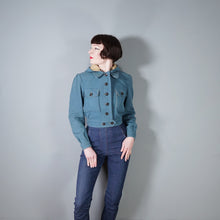 Load image into Gallery viewer, 40s style HAND TAILORED DUSKY BLUE CROPPED SKI JACKET WITH POINTY HOOD - S-M