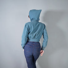 Load image into Gallery viewer, 40s style HAND TAILORED DUSKY BLUE CROPPED SKI JACKET WITH POINTY HOOD - S-M