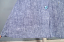 Load image into Gallery viewer, 70s BUS STOP LEE BENDER STORMY BLUE TWO PIECE FULL SKIRT AND CROPPED TIE BLOUSE TOP - XS