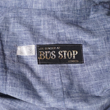 Load image into Gallery viewer, 70s BUS STOP LEE BENDER STORMY BLUE TWO PIECE FULL SKIRT AND CROPPED TIE BLOUSE TOP - XS