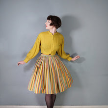 Load image into Gallery viewer, 50s 60s RENE RICKY COLOURFUL YELLOW STRIPE FULL SKIRT - 27"