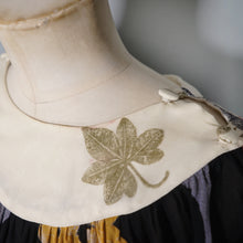 Load image into Gallery viewer, 70s ARISTOS BLACK AND CREAM AUTUMNAL LEAF PRINT CHIFFON MAXI DRESS - XS