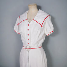 Load image into Gallery viewer, 70s "JERELL OF TEXAS" WHITE AND RED NAUTICAL SAILOR JUMPSUIT / OVERALLS - S