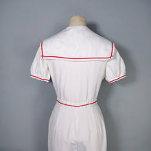 Load image into Gallery viewer, 70s "JERELL OF TEXAS" WHITE AND RED NAUTICAL SAILOR JUMPSUIT / OVERALLS - S