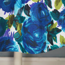 Load image into Gallery viewer, 50s DARK BLUE PAINTERLY FLORAL ROSE PRINT COTTON DAY DRESS - S