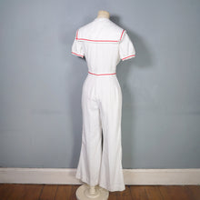 Load image into Gallery viewer, 70s "JERELL OF TEXAS" WHITE AND RED NAUTICAL SAILOR JUMPSUIT / OVERALLS - S