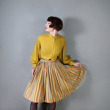 Load image into Gallery viewer, 50s 60s RENE RICKY COLOURFUL YELLOW STRIPE FULL SKIRT - 27"