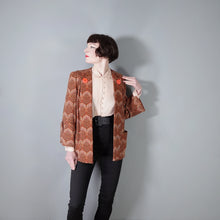 Load image into Gallery viewer, 70s BUS STOP ART DECO STYLE LEAF PATTERN OPEN SWING COAT JACKET - M