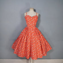 Load image into Gallery viewer, 50s LIGHT RED FLORAL HORROCKSES COTTON SUN DRESS AND BOLERO - XS
