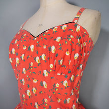 Load image into Gallery viewer, 50s LIGHT RED FLORAL HORROCKSES COTTON SUN DRESS AND BOLERO - XS