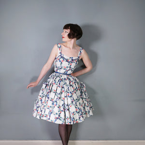 80s DOES 50s CHIPIE WESTERN WEAR RICRAC PATCHWORK FULL SKIRTED SUN DRESS - XS-S