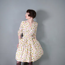 Load image into Gallery viewer, 50s 60s ADELE FASHIONS VEGETABLE NOVELTY PRINT SHIRT DRESS - S